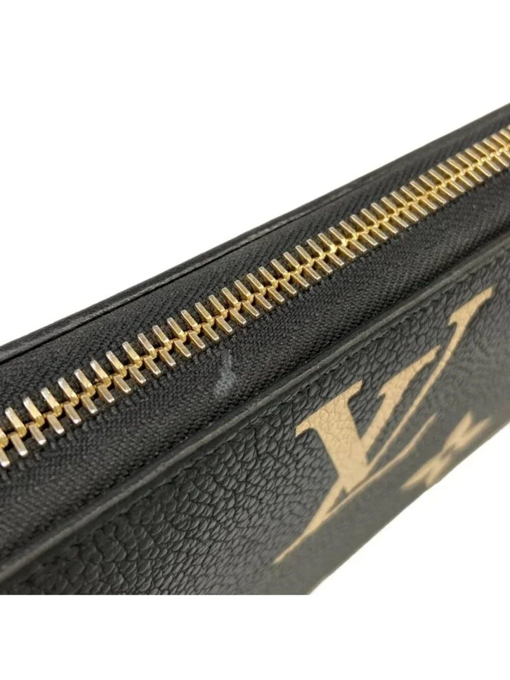 Louis Vuitton Wallet Bicolor Monogram Empreinte Zippy Black Beige Leather